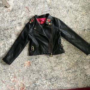 Betsey Johnson girls faux leather jacket.